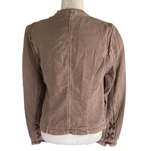 Free People Jagger Lace Up Sleeve Cotton Military Blazer Jacket - M - Picture 10 of 15